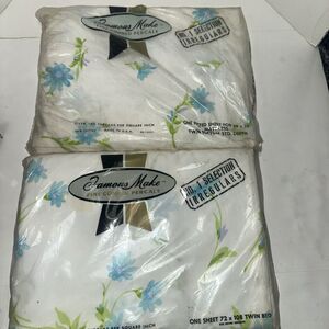 Vintage Famous Make Fine Combed Percale TWIN FLAT And Fitted Sheet 100% Cotton